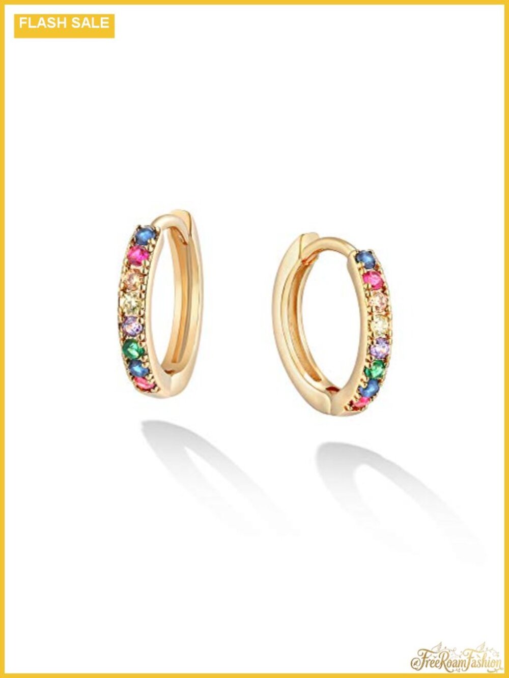 14k Gold Plated Cubic Zirconia Small Huggie Hoop Earrings Hypoallergenic